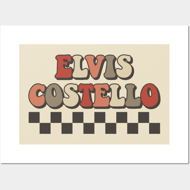 Elvis Costello Checkered Retro Groovy Style Wall Art by Lucas Bearmonster